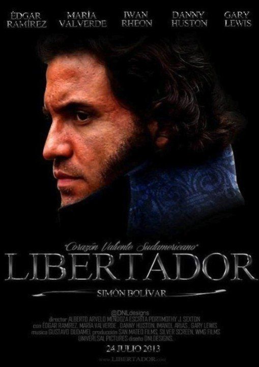 Un cartel de la película Libertador muestra a un hombre con barba.