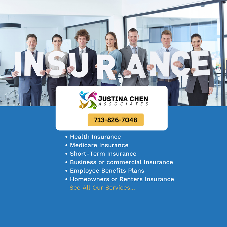 A group of people standing in front of the word insurance services