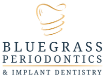 Bluegrass Periodontics & Implant Dentistry logo: Gold tooth and concentric circles over navy text.