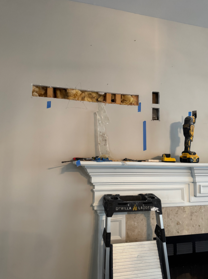 Cutting the wall to run the wires