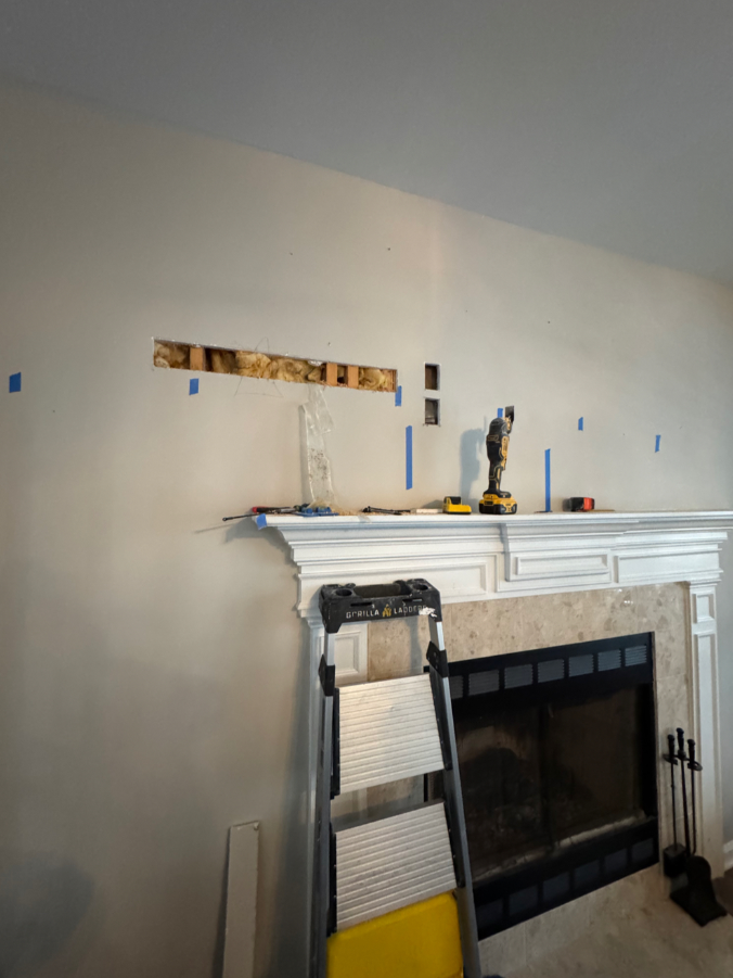 Cutting the wall to run the wires