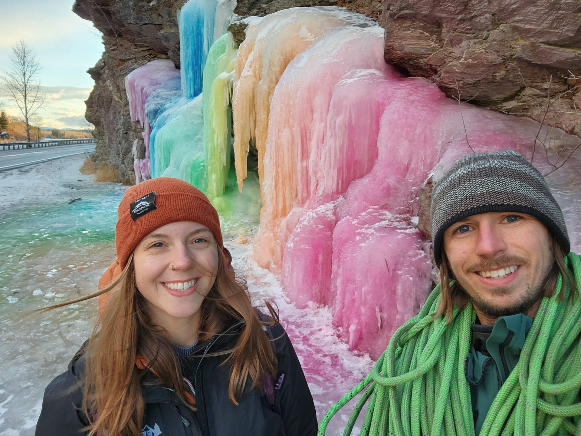 me in front of very colorful ice