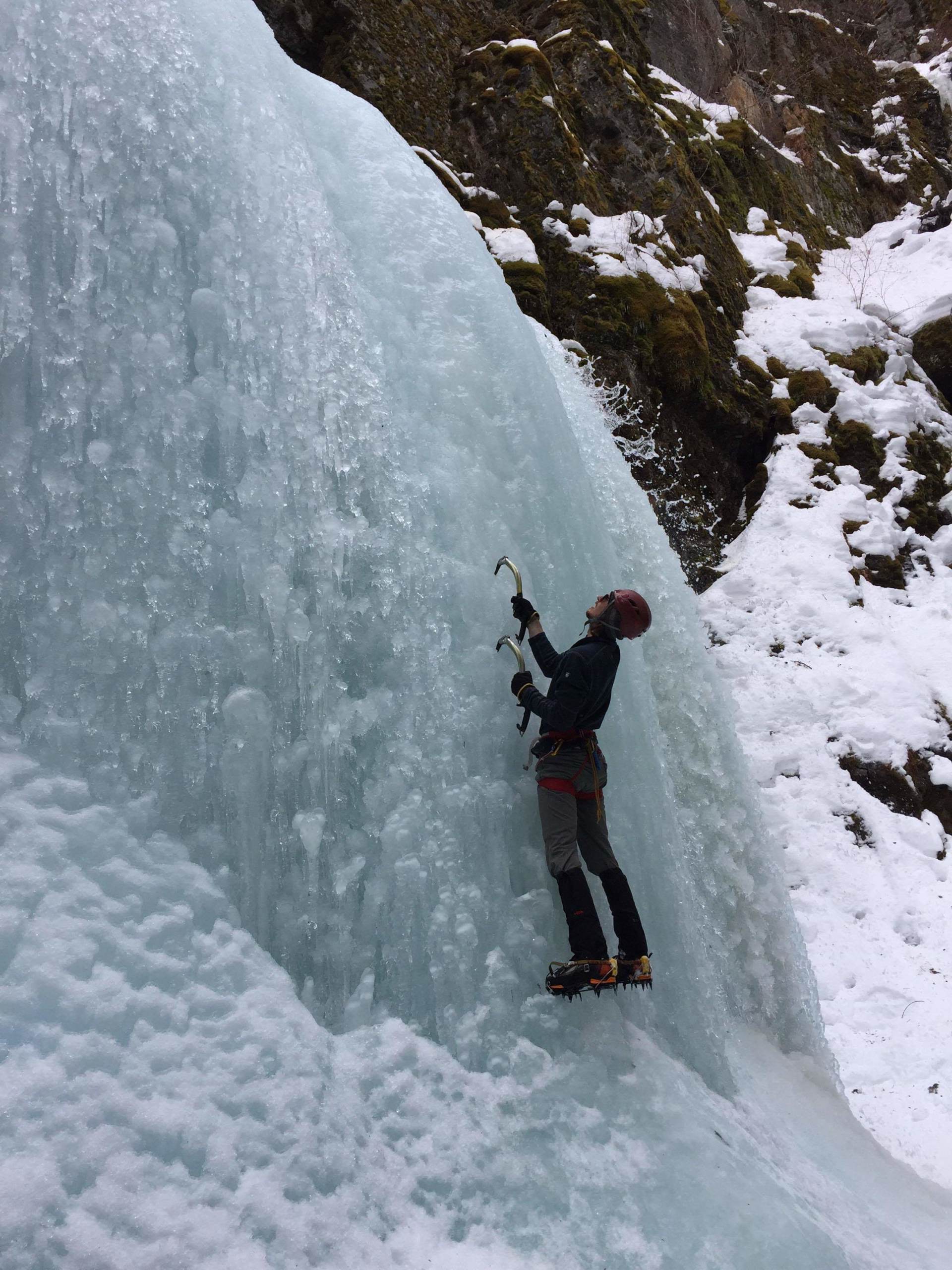 me climbing ice