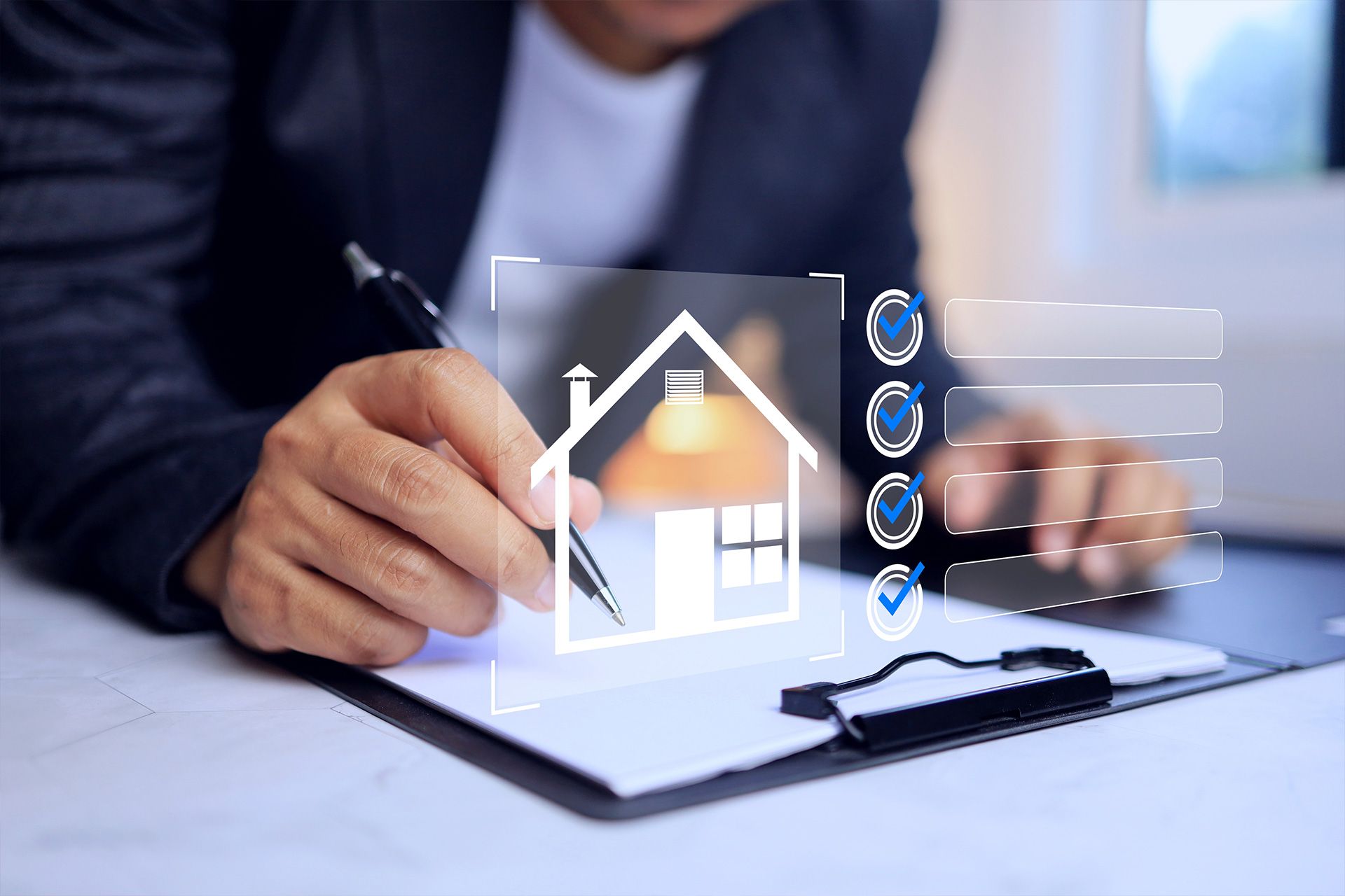 A man is working on a heat pump outside of a house.