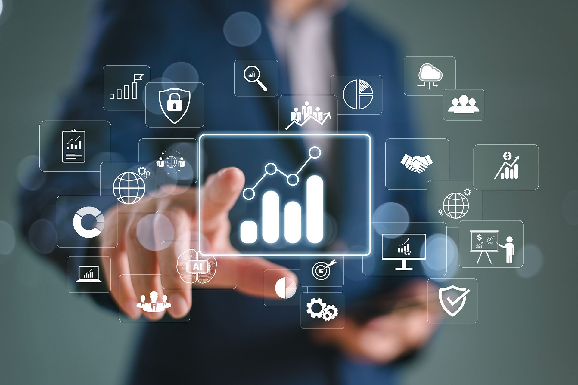 A man is working on a heat pump outside of a house.