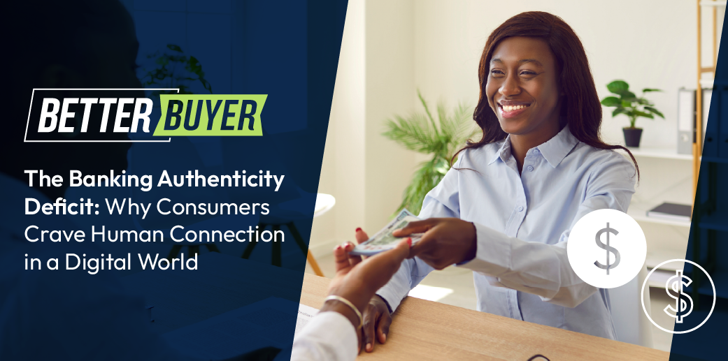 Bank teller smiling, handing money to a customer. 