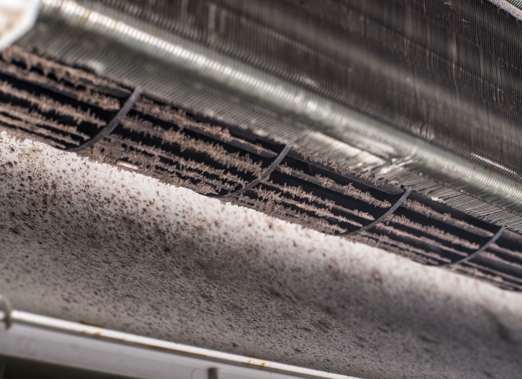 inside of a dusty airvent, hvac system