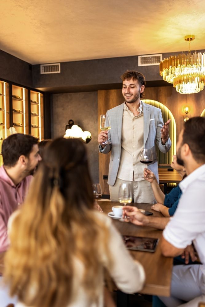 person giving a speeh at an end of life celebration