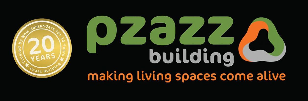 Pzazz Building Logo with tagline 'making living spaces come alive'