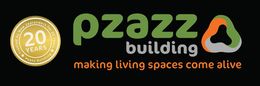 Pzazz Building Logo with tagline 'making living spaces come alive'