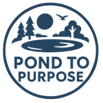 Round logo with a pond scene and the words