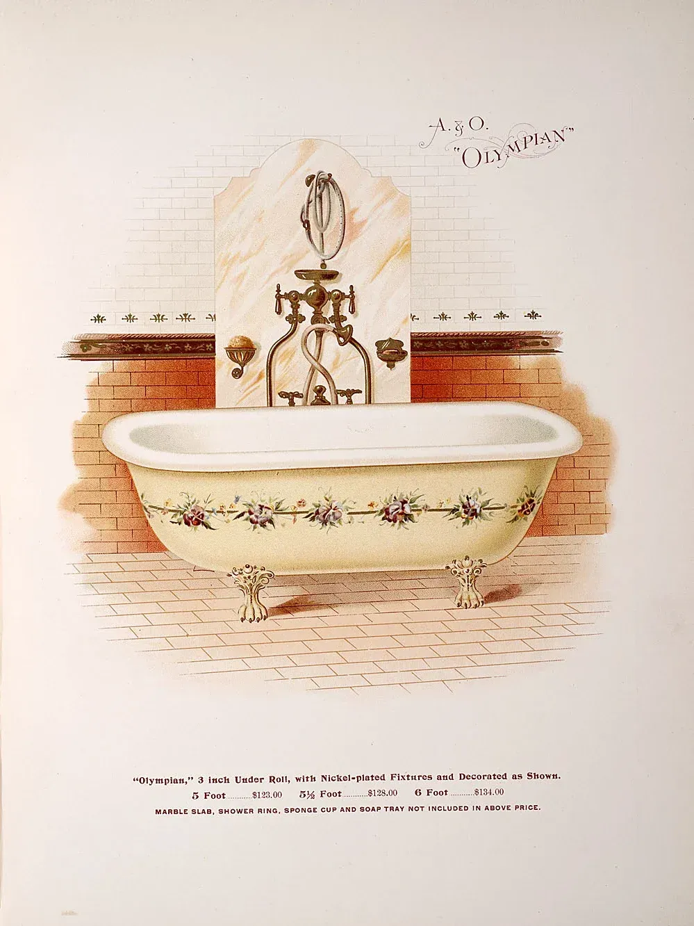 A drawing of a bathtub with flowers on it