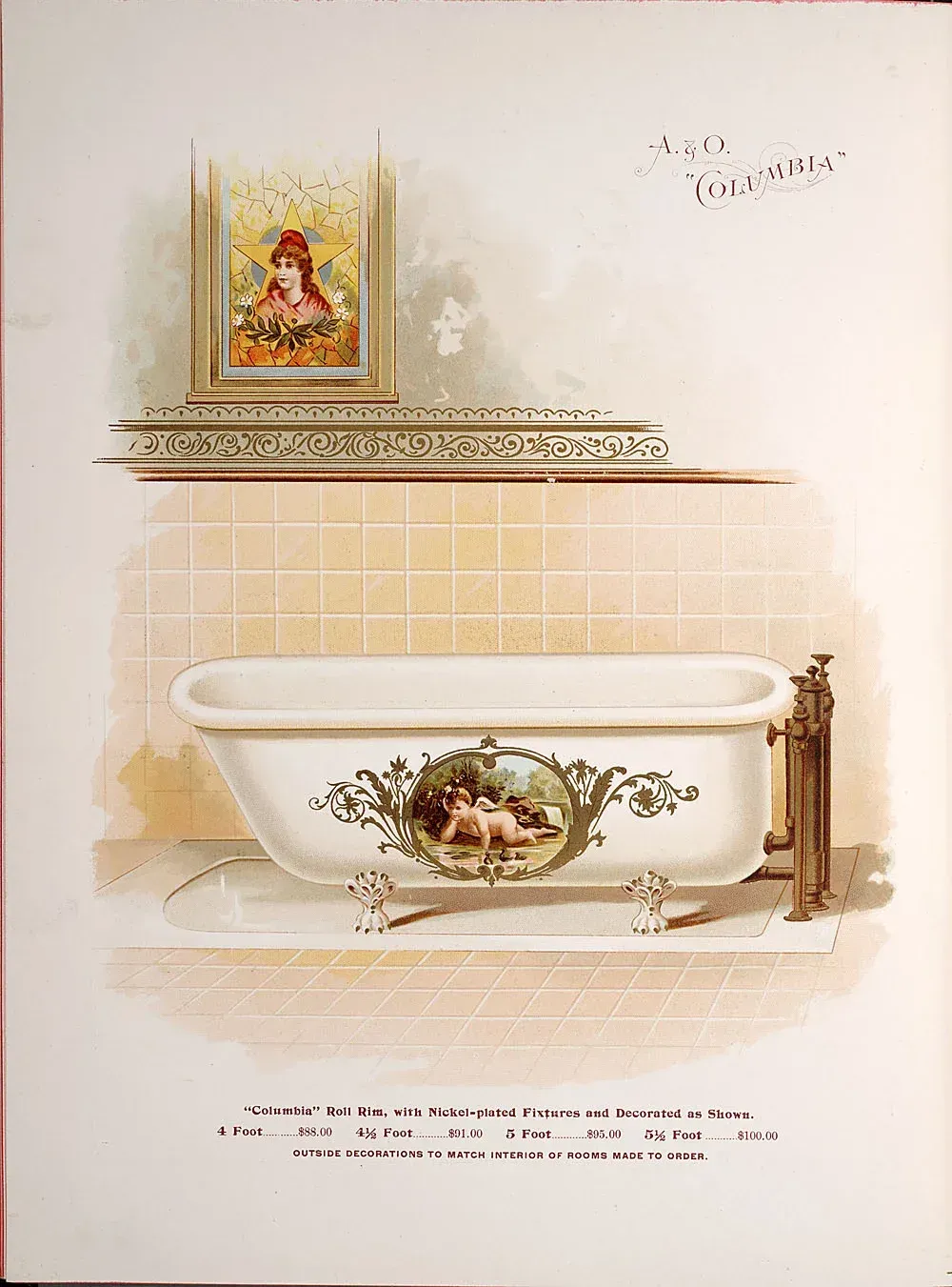 A bathtub with a picture of a horse on it