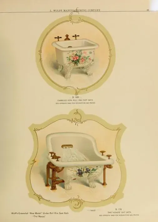 A picture of a bathtub with flowers on it