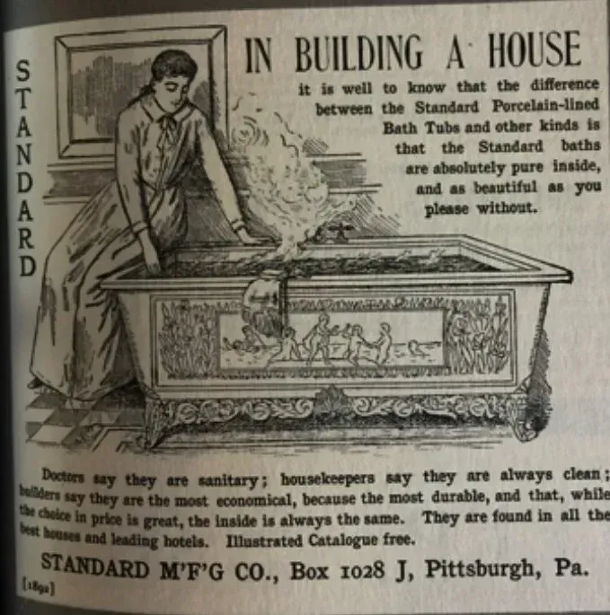 An advertisement for standard bath tubs in building a house