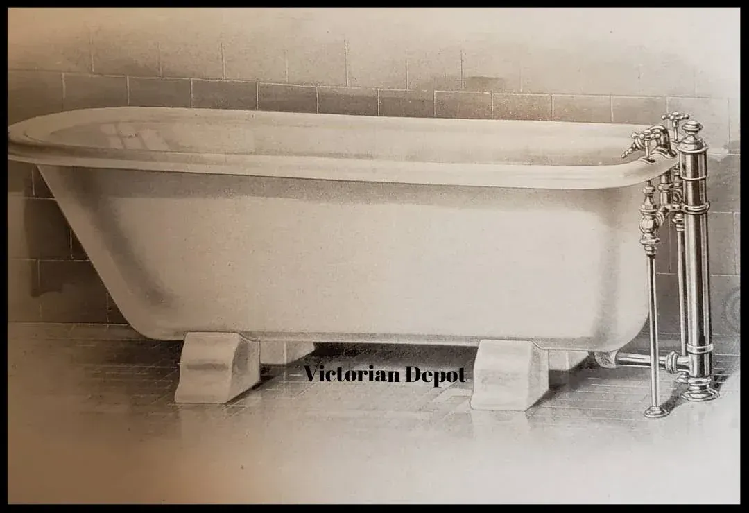 A black and white photo of a bathtub in a bathroom.