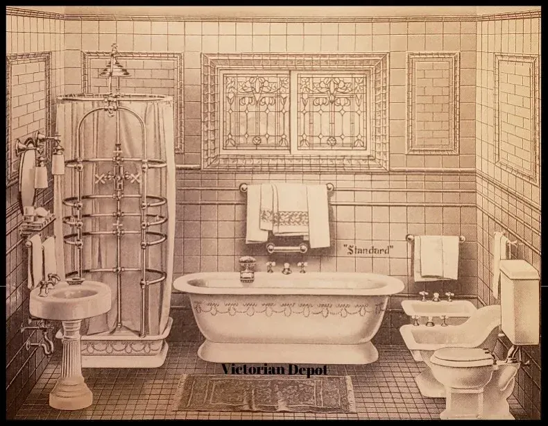 A bathroom with a bathtub , sink , toilet and bidet