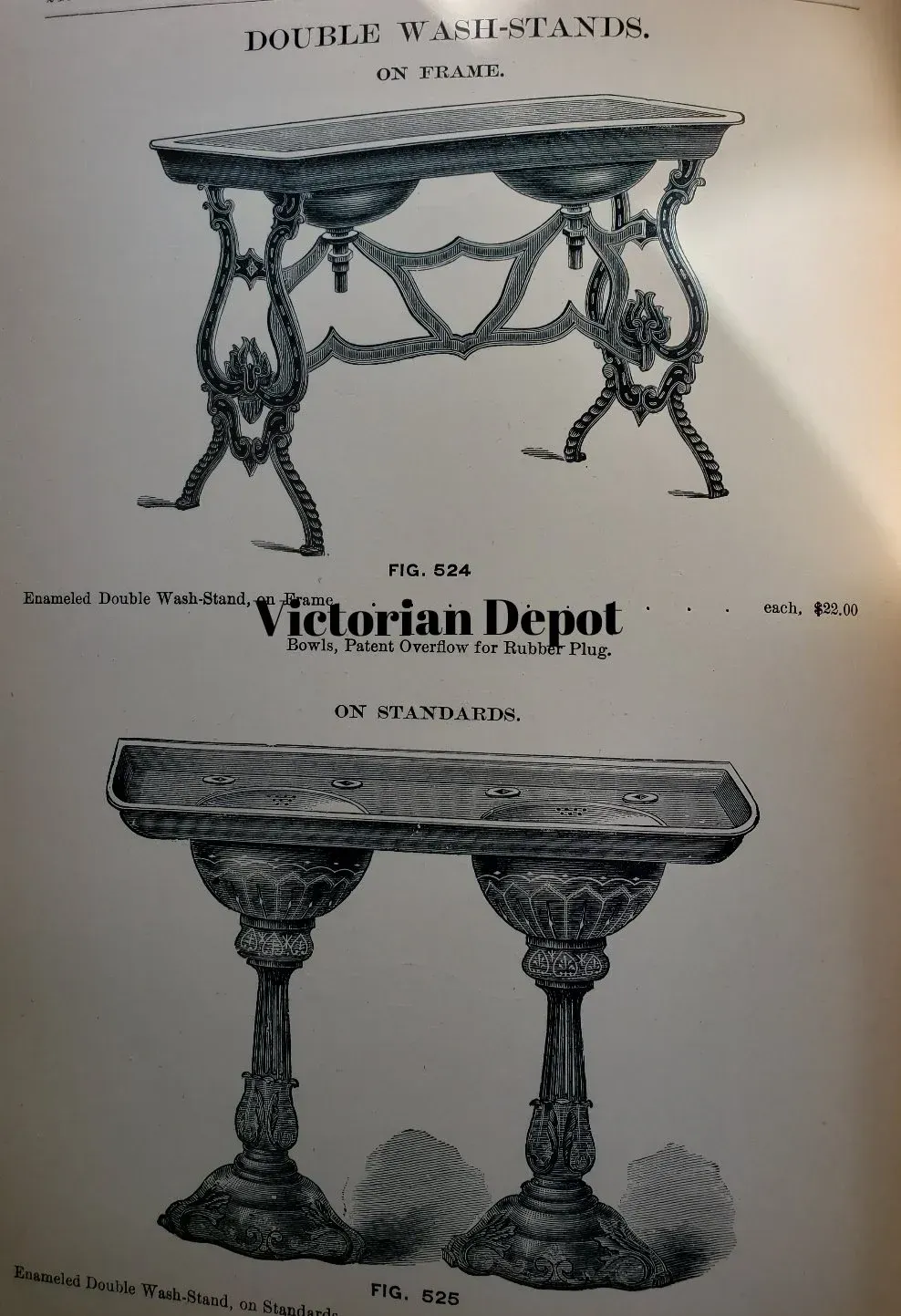 A book is open to a page that says victorian depot