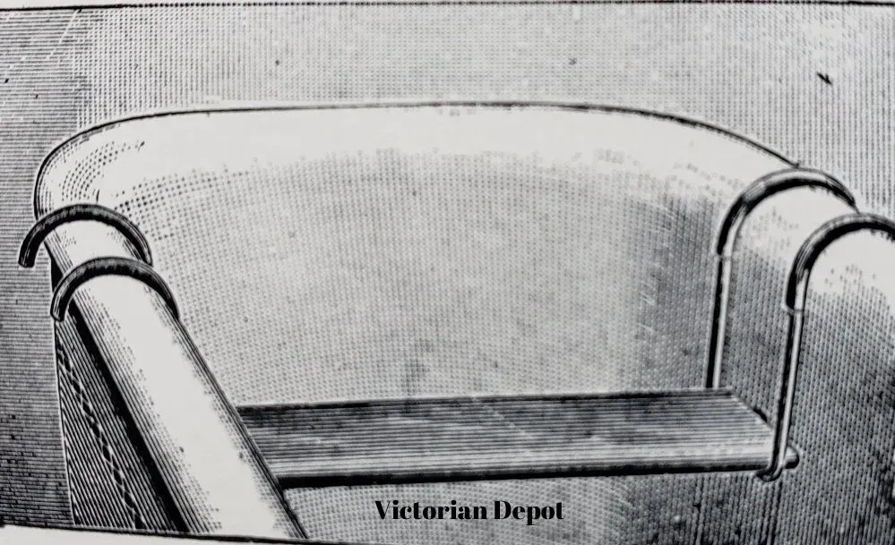 A black and white drawing of a chair from the victorian depot