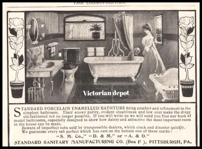 An old advertisement for victorian depot porcelain enameled bathtubs