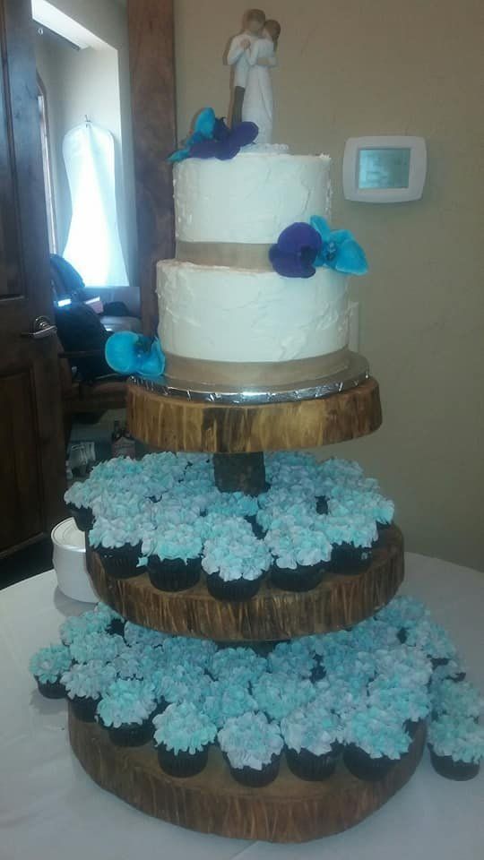 Wedding Cakes — Wedding Cake And Cupcakes With Colorful Icing In Colorado Springs, CO