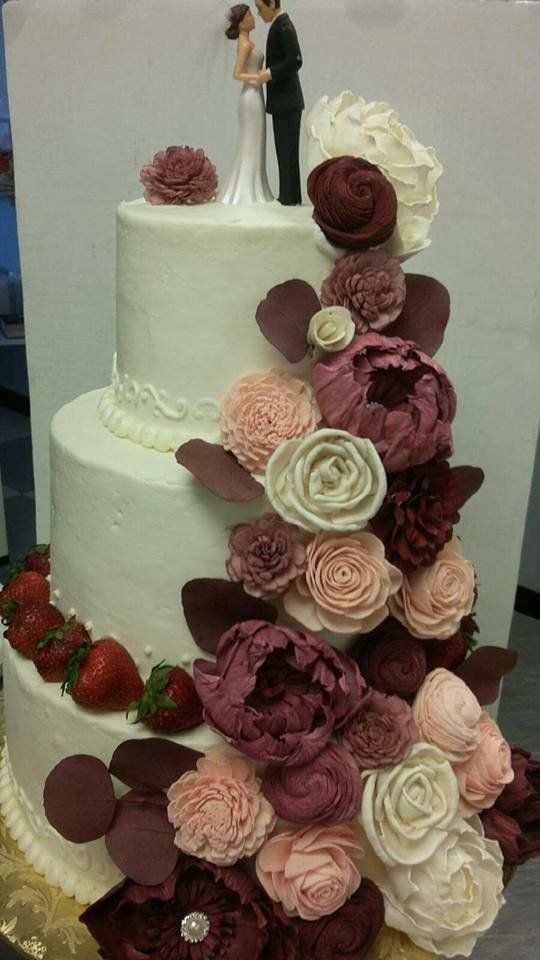 Beautfiul Cake — Three Layer Cake With Topper And Flowers Icing In Colorado Springs, CO