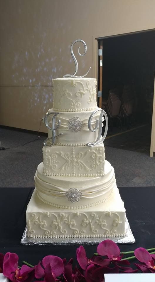 Couple Cakes — Wedding Cake With Couple's Initial Topper Cake In Colorado Springs, CO