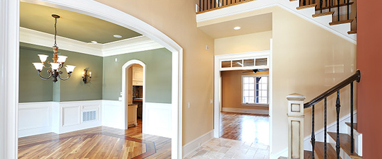 There is a staircase leading up to the second floor of the house.