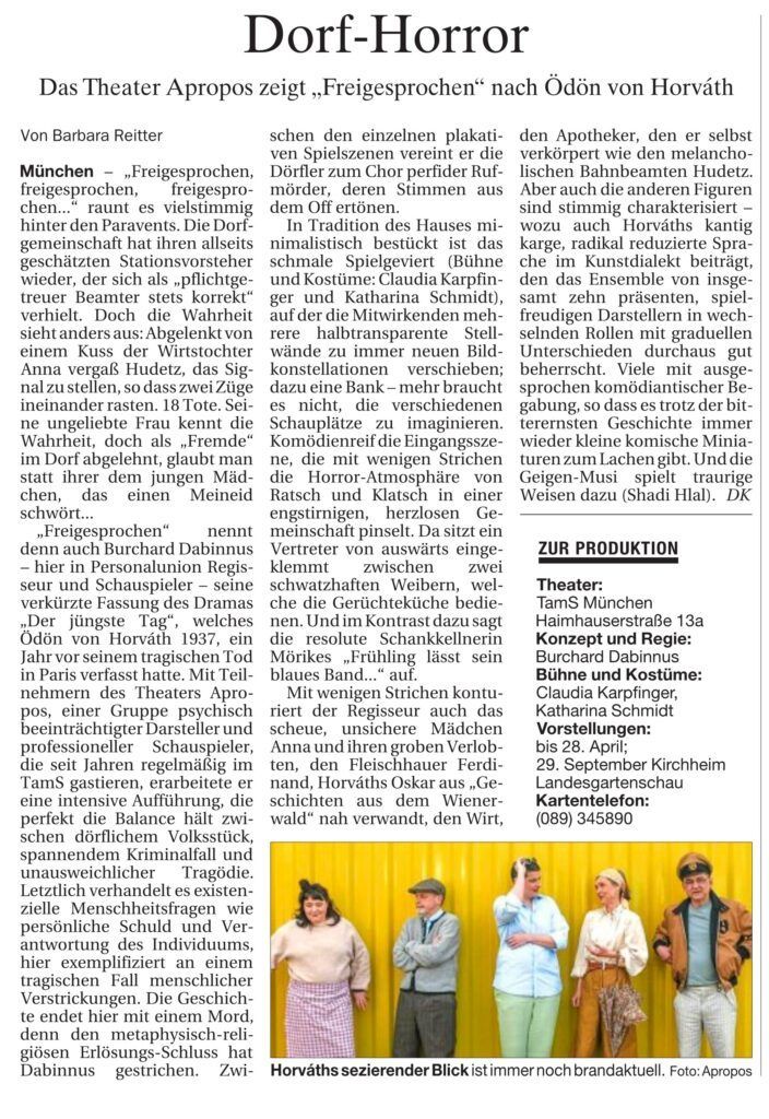 Zeitungsartikel über die Arbeit von Buchard Dabinnus