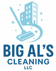 The logo for big al 's cleaning llc shows a mop and a building.