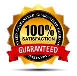 Towing Burnaby's 100% Satisfaction Guaranteed red a gold ribbon logo