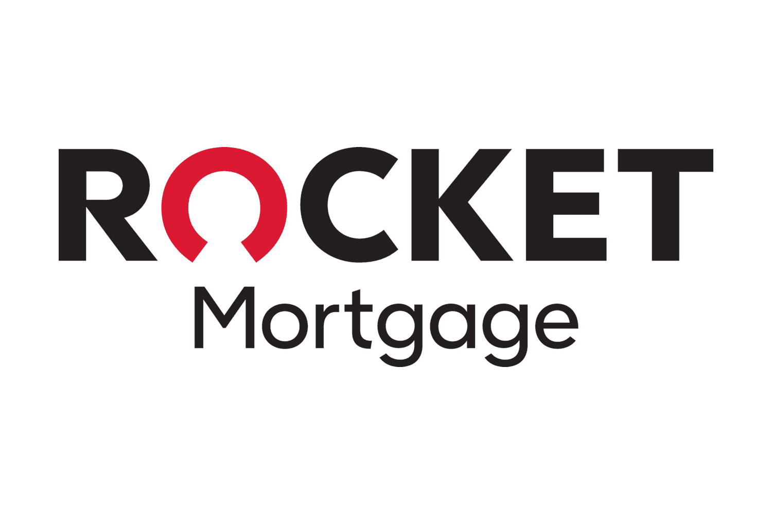 The logo for rocket mortgage is black and red on a white background.