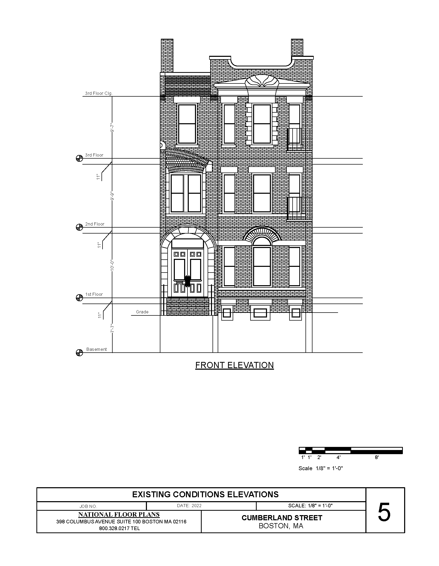 Sample of existing conditions elevation floor plan