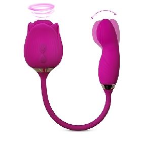 Dual-Ended Rechargeable Rose Vibrator with Flexible Neck