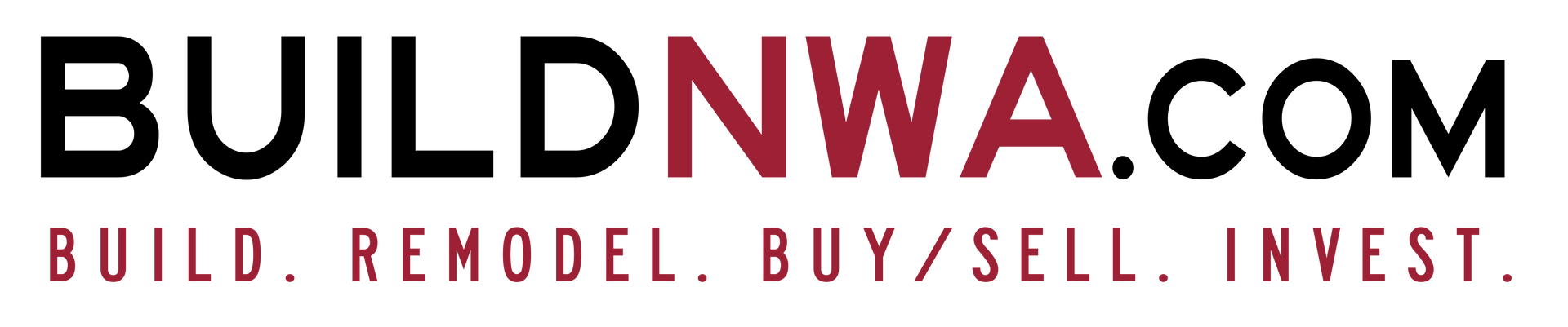A logo for buildnwa.com that says build remodel buy sell invest
