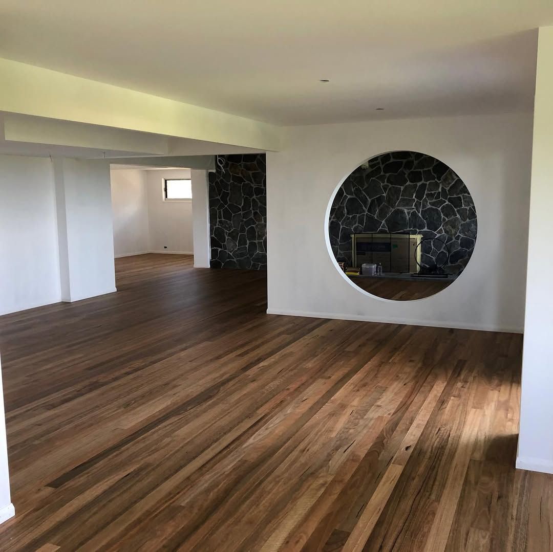 Wooden-floored Kitchen With White Walls And Exposed Beams — Tweed Coast Cork & Timber Floors In Tweed Heads, NSW
