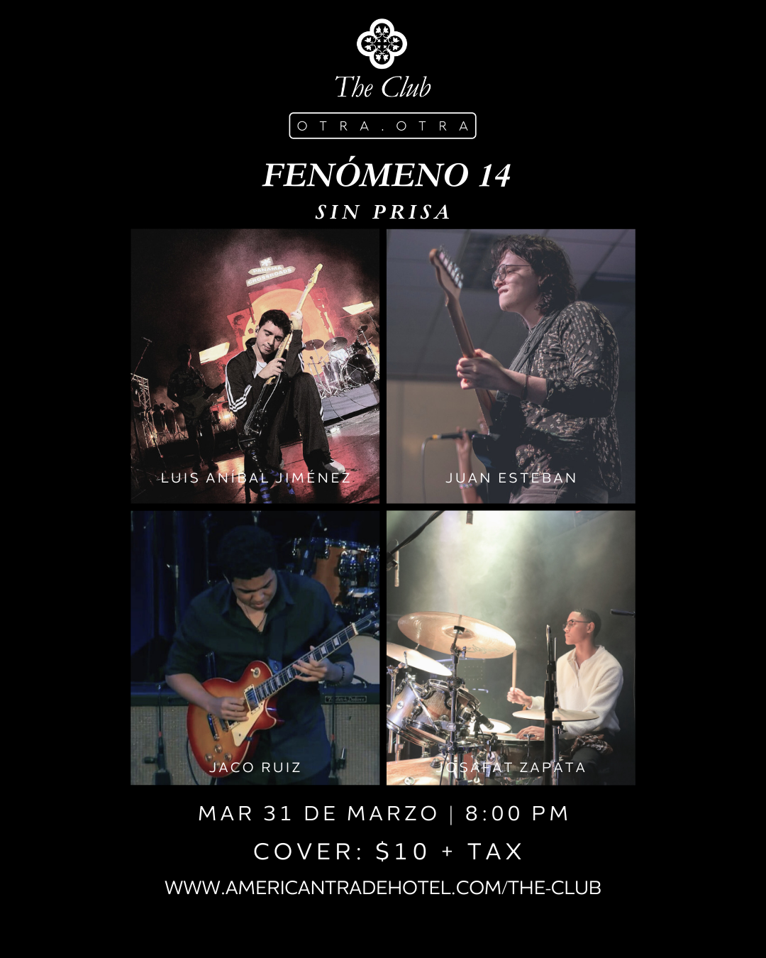 Tango Passion concert advertisement: Band with double bass, violin, accordion, and a man. Black attire.