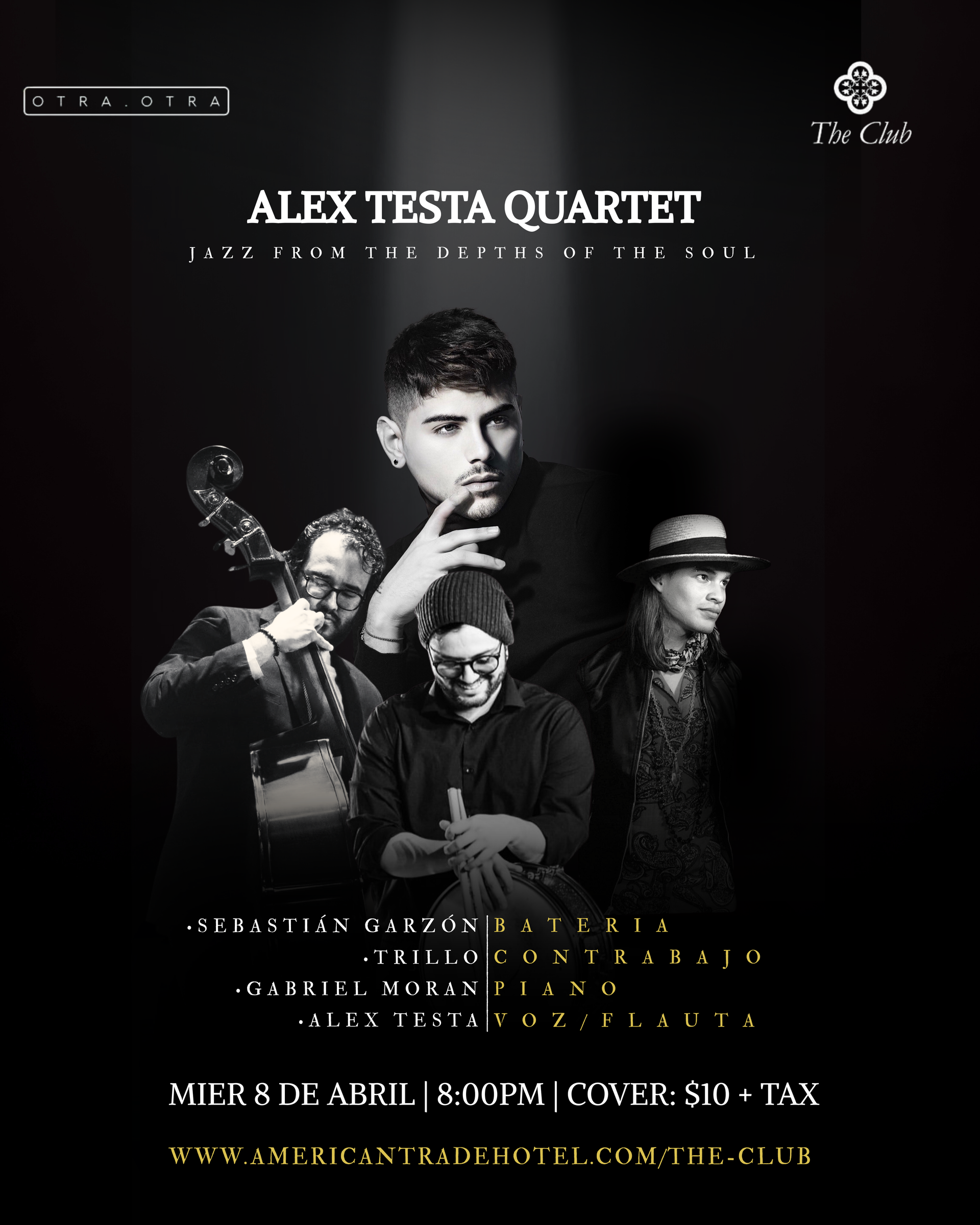 Jazz club poster: singer Geraldine Ehrman, black dress, holding a microphone.