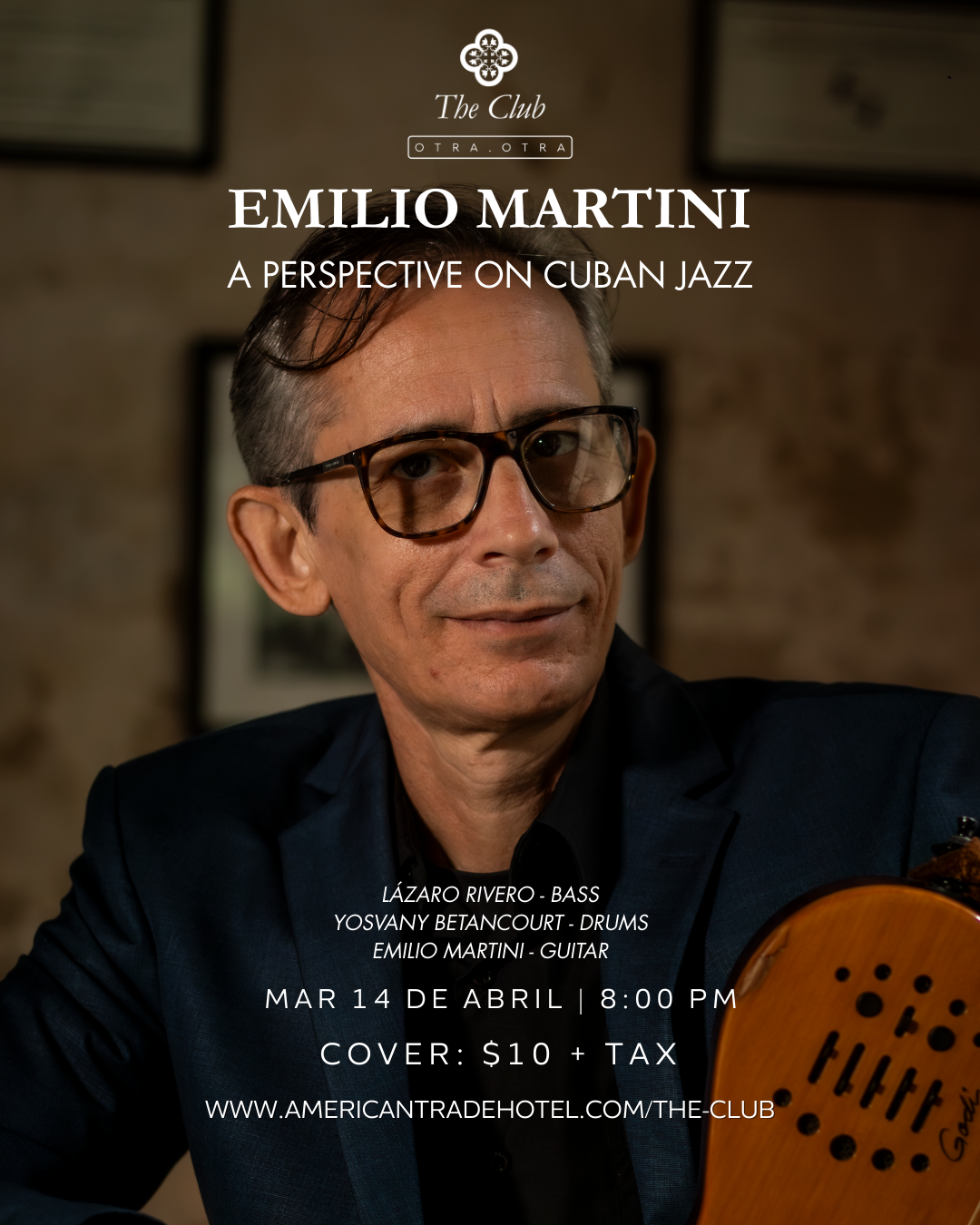 Tango Passion concert advertisement: Band with double bass, violin, accordion, and a man. Black attire.