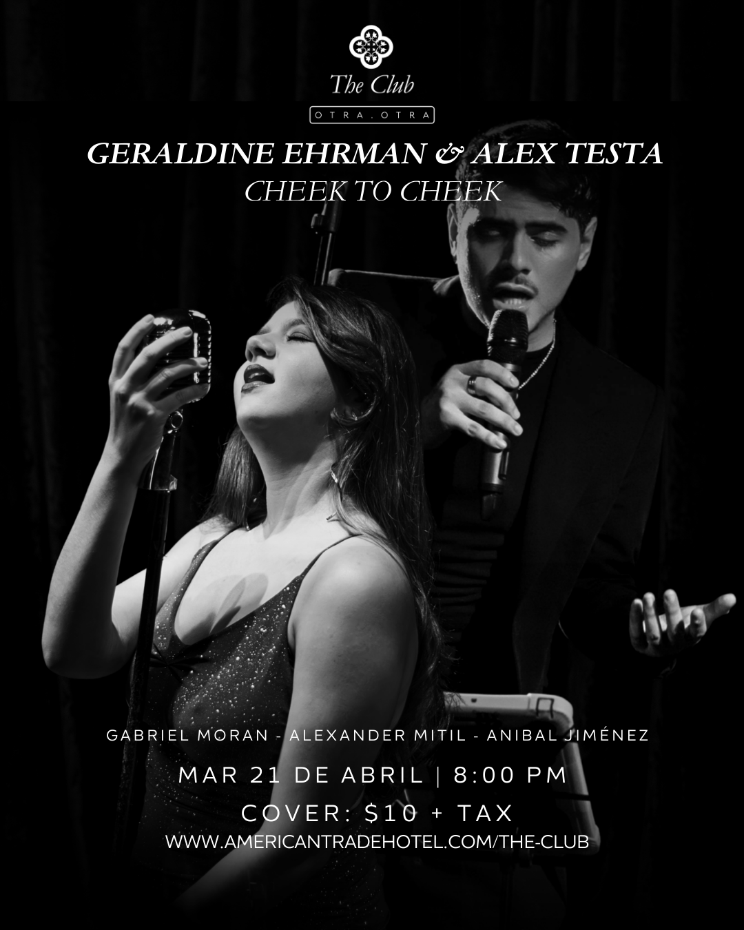 Tango Passion concert advertisement: Band with double bass, violin, accordion, and a man. Black attire.