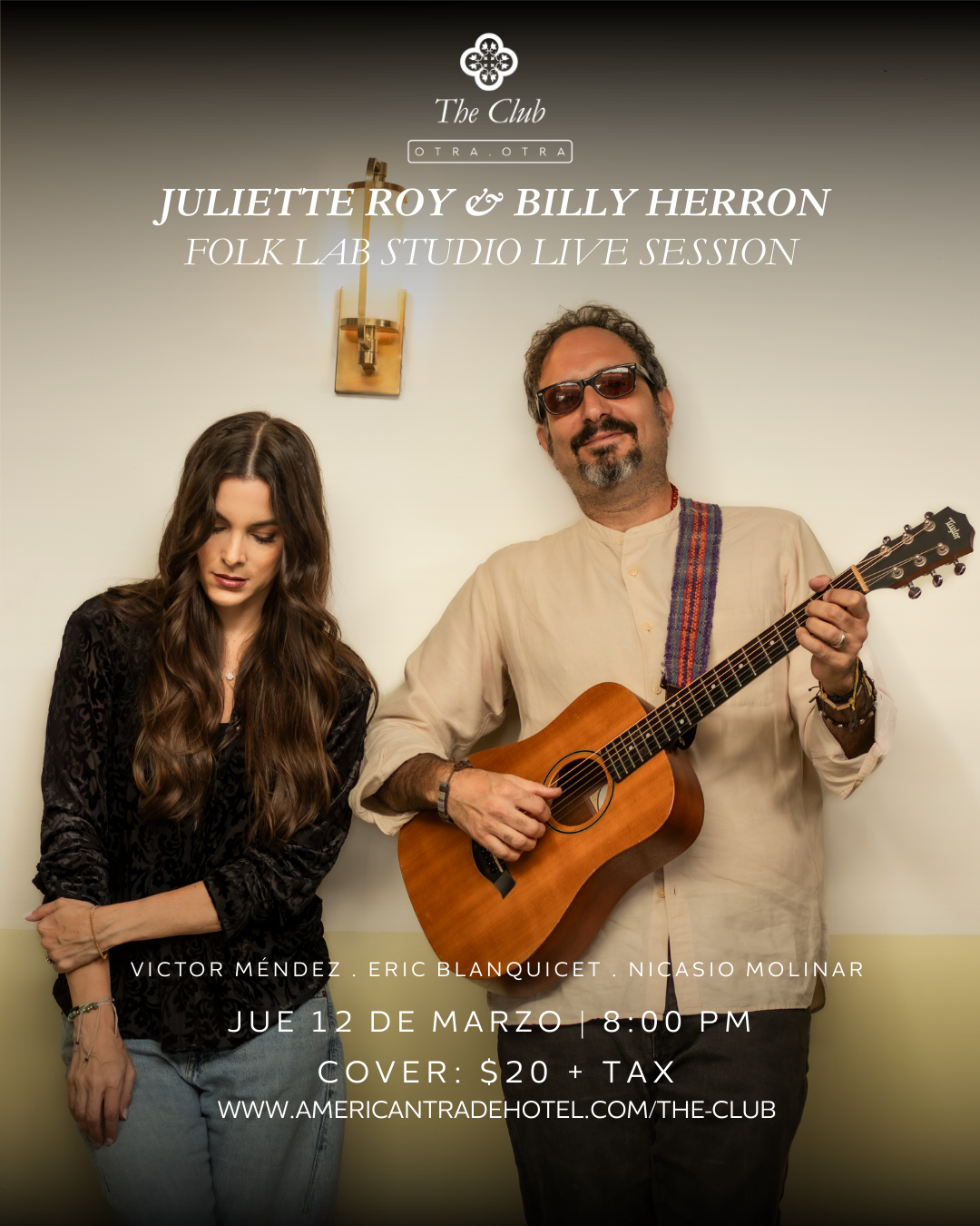 Tango Passion concert advertisement: Band with double bass, violin, accordion, and a man. Black attire.