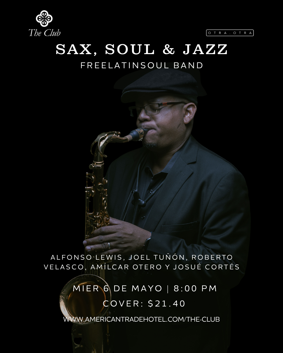 Jazz club poster: singer Geraldine Ehrman, black dress, holding a microphone. 