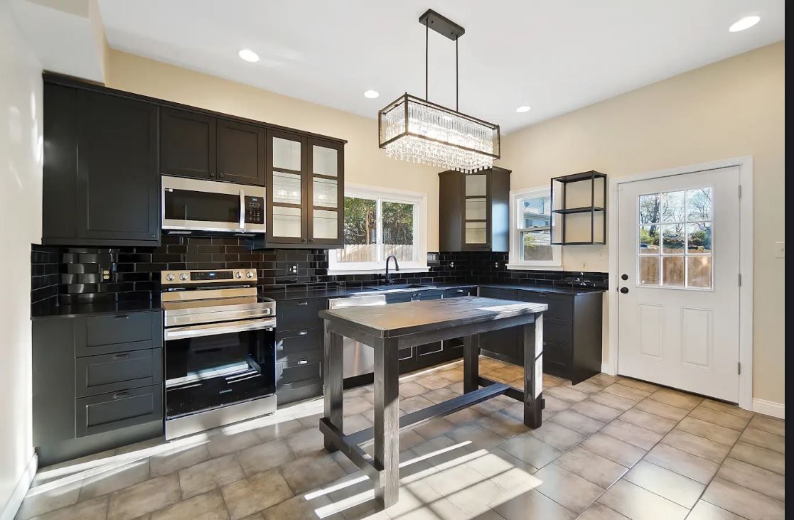 There is a pillar in the middle of the room.