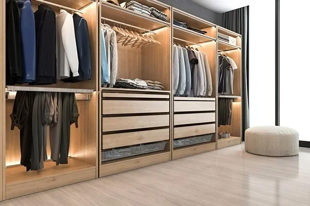 A Walk in Closet Filled with Lots of Clothes and Drawers — Bestbuy Kitchens in Yandina, QLD