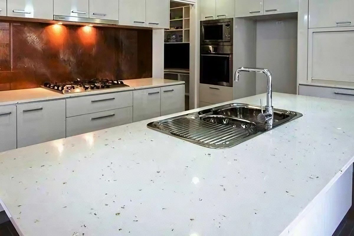 A Kitchen with White Cabinets and A Stainless Steel Sink — Bestbuy Kitchens in Yandina, QLD