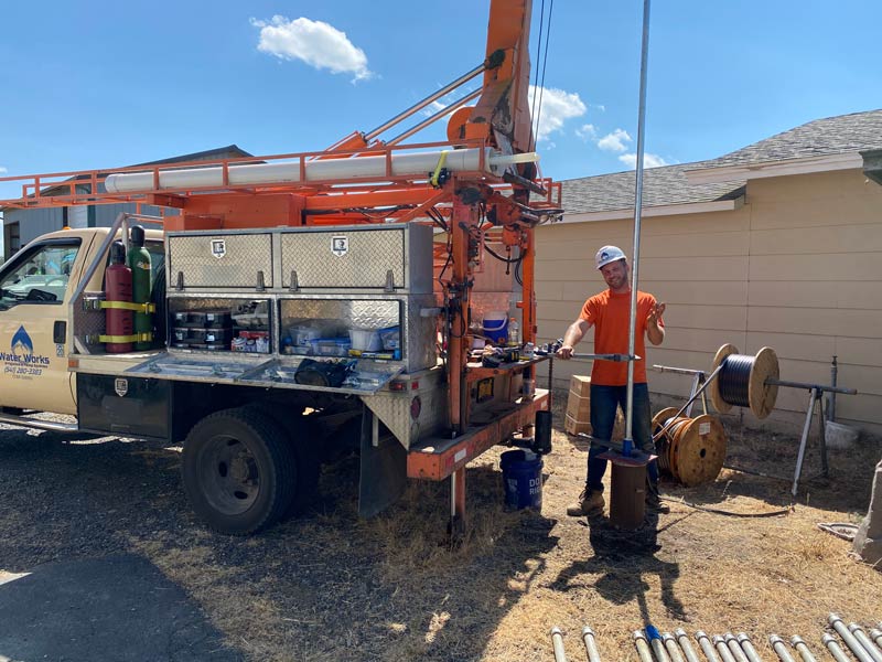 man with crane