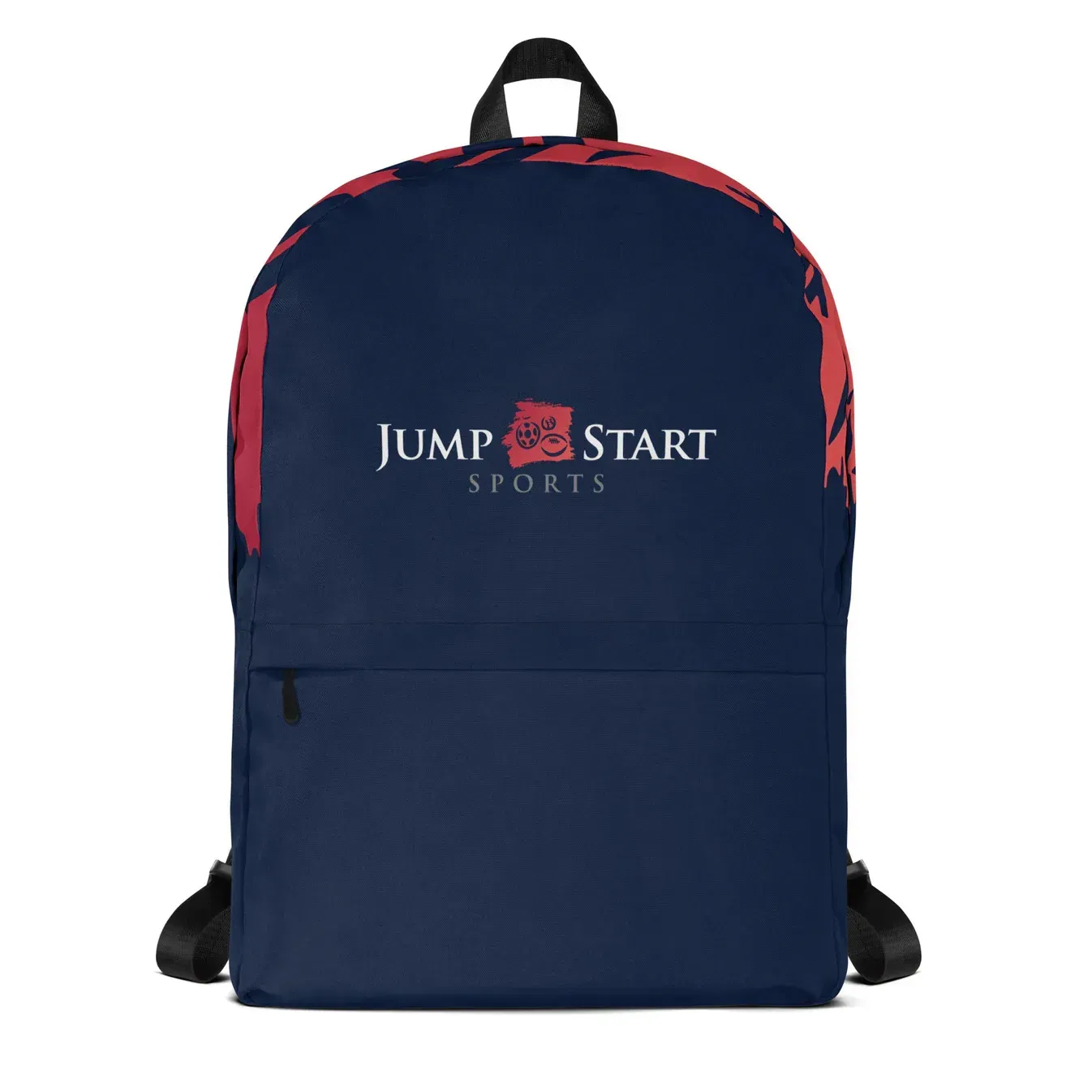 A blue backpack that says jump start sports on it