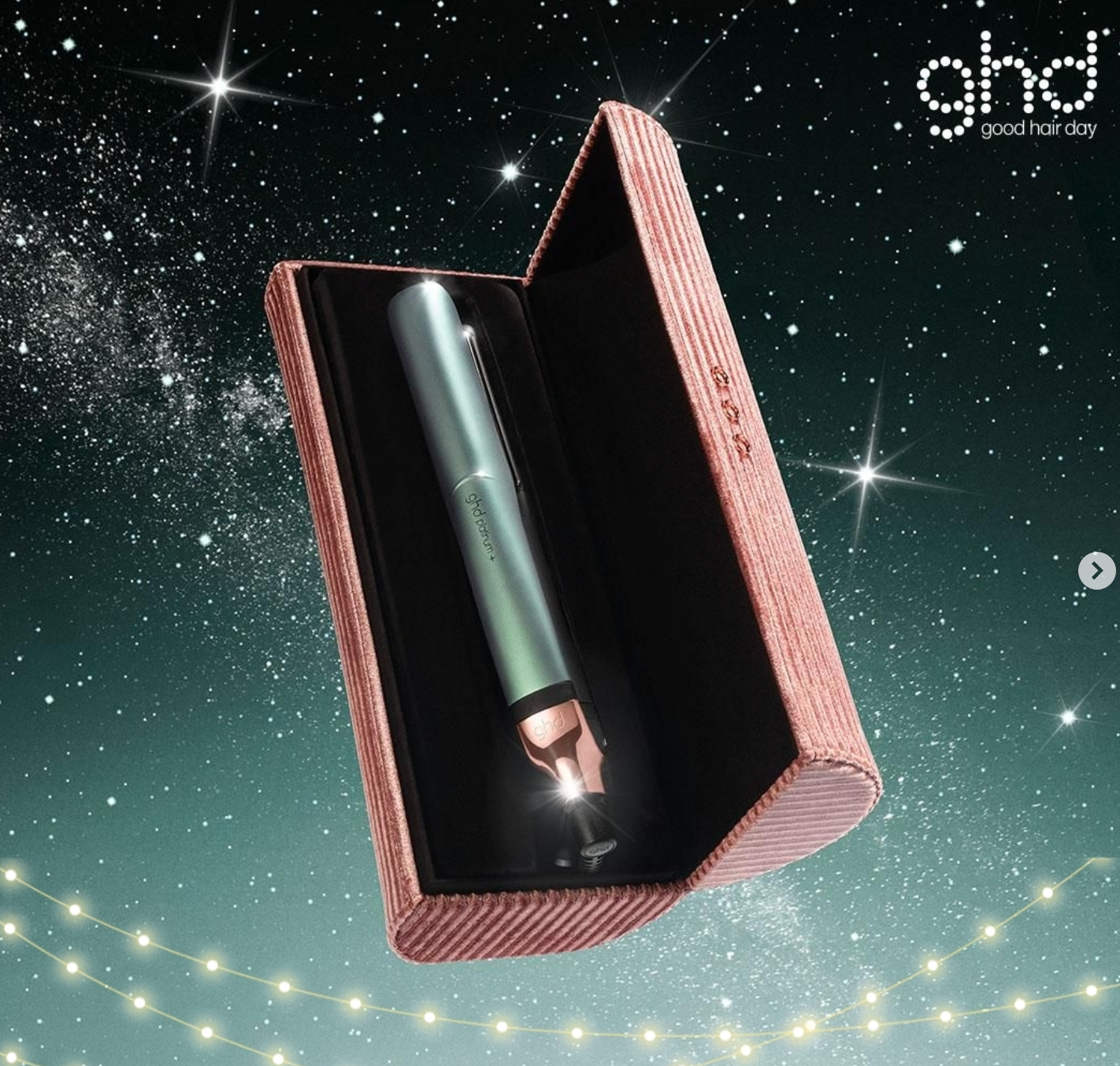 An advertisement for a product called ghd