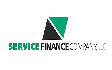 The logo for service finance company , llc is a green and black triangle.