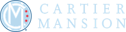 A logo for cartier mansion is shown on a white background